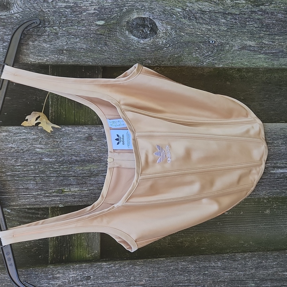 Adidas Beige Crop  Corset Top with Logo Sz S